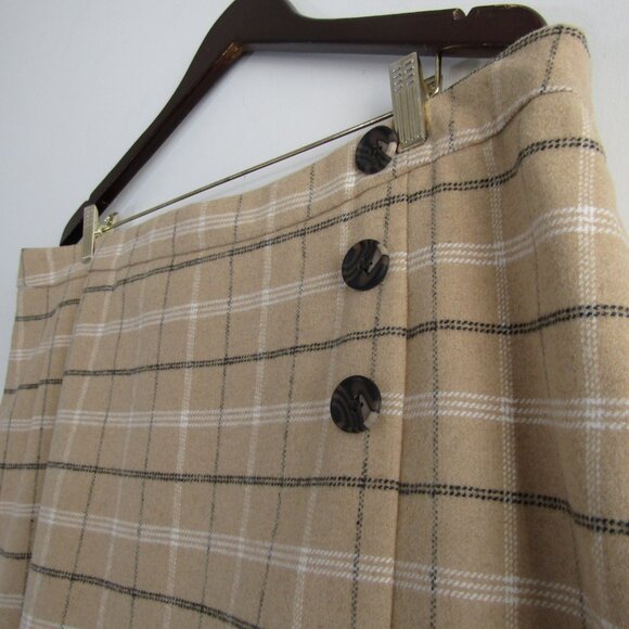Jessica London Flannel Plaid Midi Skirt 22W Cream Winter Classic Cozy Cabincore - Picture 5 of 11